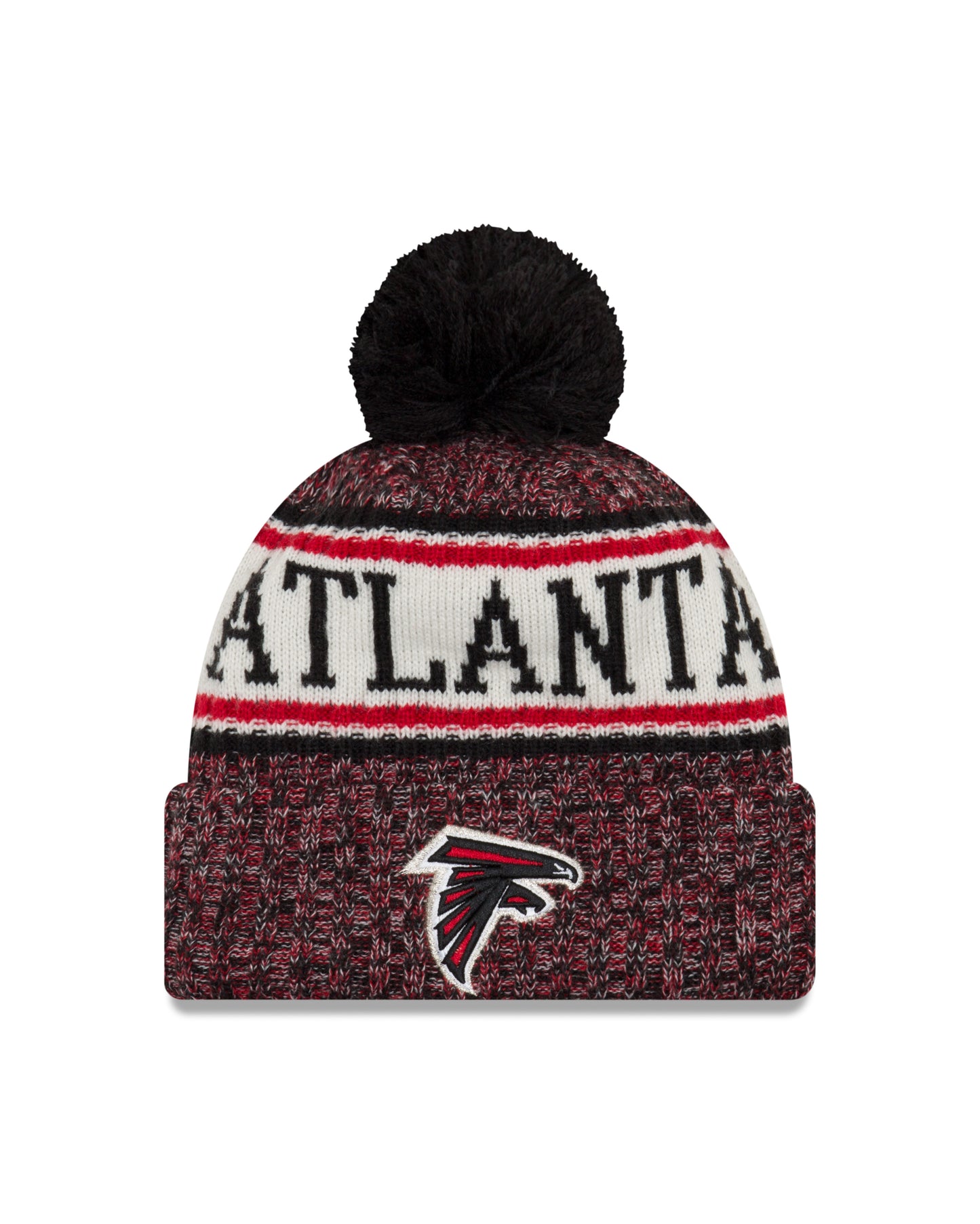 Atlanta Falcons New Era Sideline Sport Cuffed Pom Knit Hat- Black