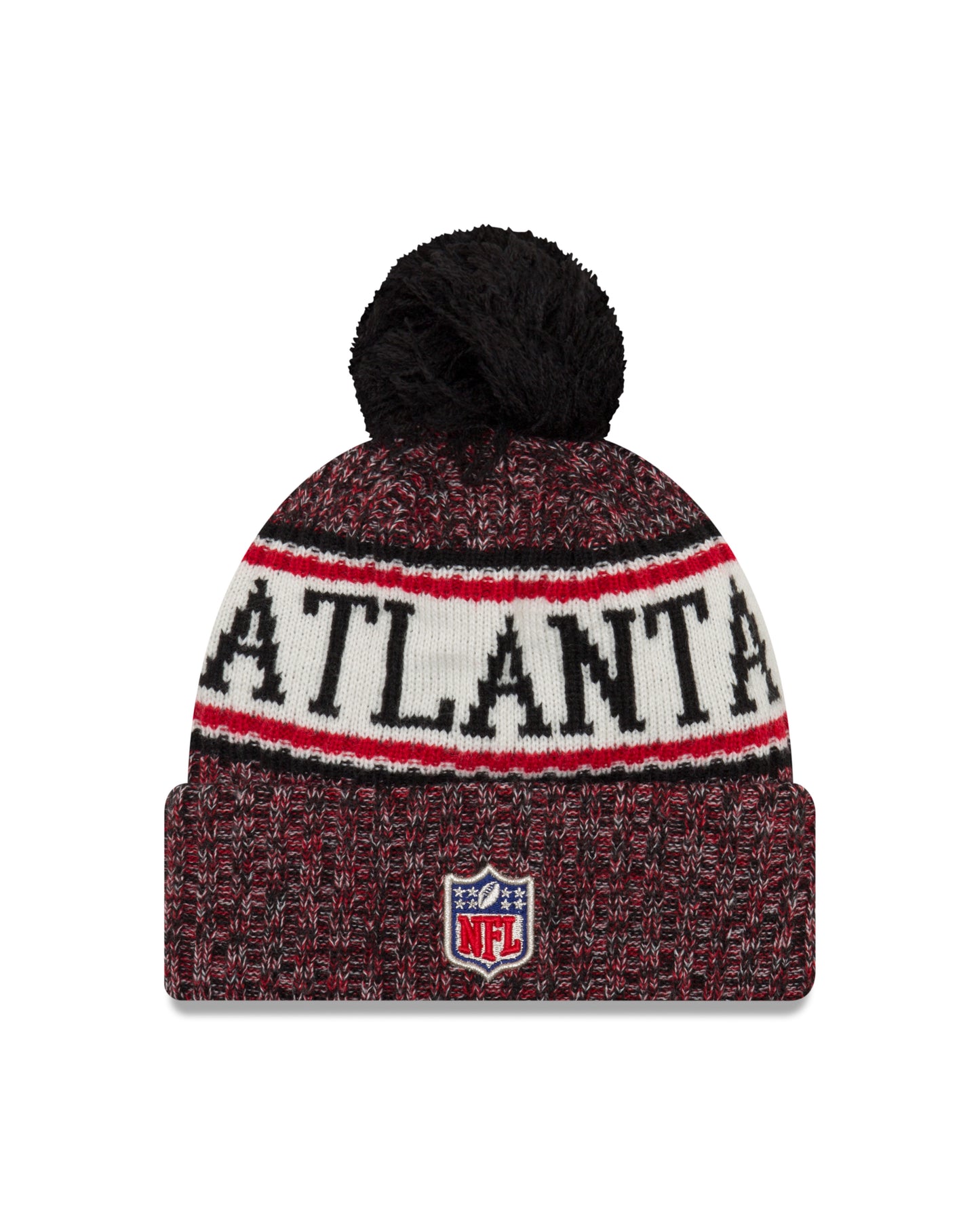 Atlanta Falcons New Era Sideline Sport Cuffed Pom Knit Hat- Black