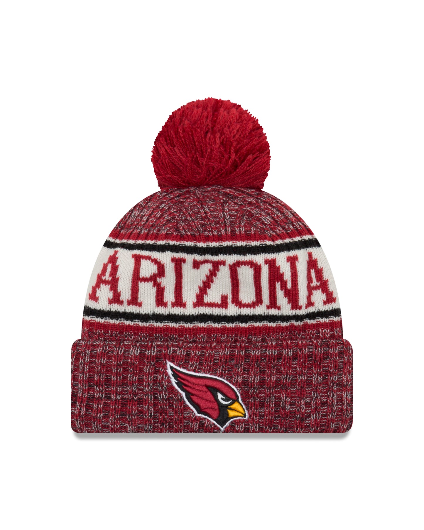 Arizona Cardinals New Era Sideline Sport Cuffed Pom Knit Hat- Red