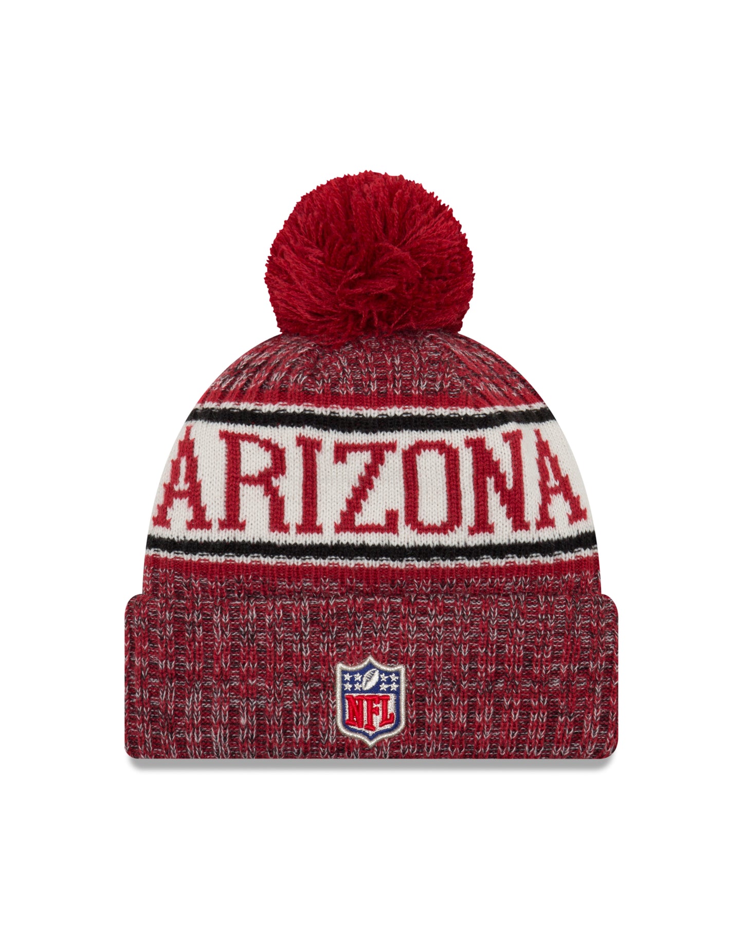 Arizona Cardinals New Era Sideline Sport Cuffed Pom Knit Hat- Red