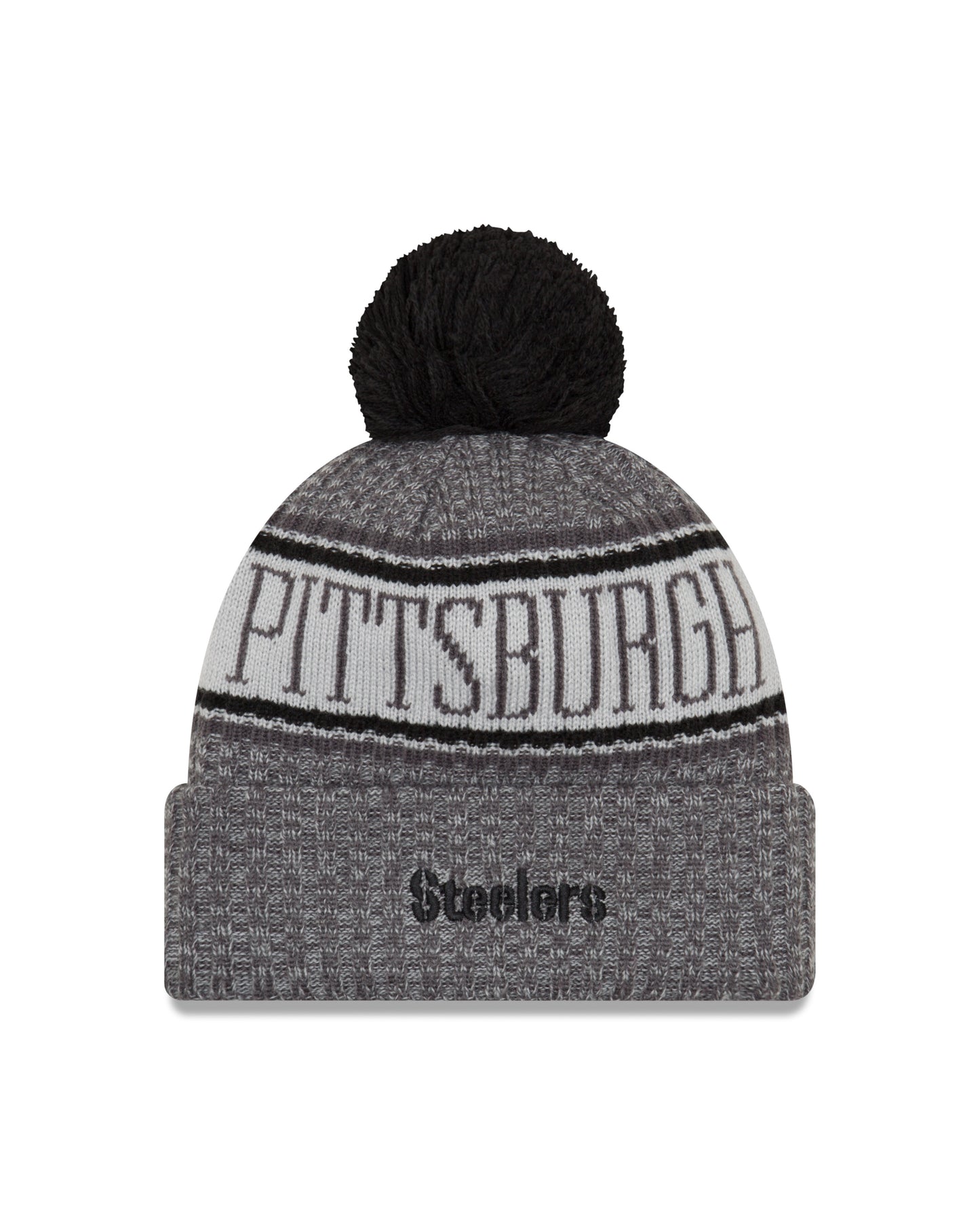 Pittsburgh Steelers New Era Sideline Sport Cuffed Pom Knit Hat Graphite