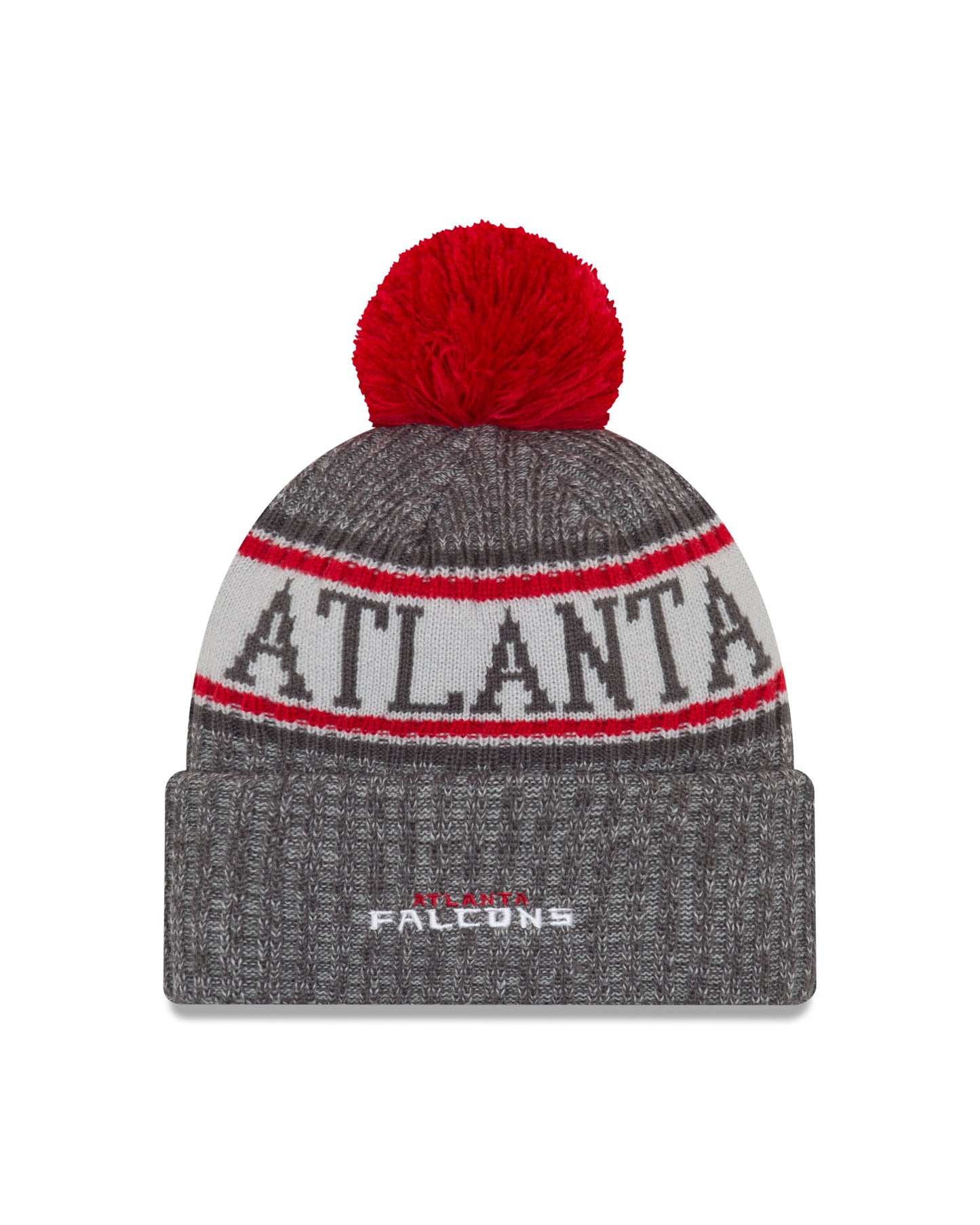 Atlanta Falcons New Era Sideline Graphite Sport Cuffed Pom Knit Hat- Gray