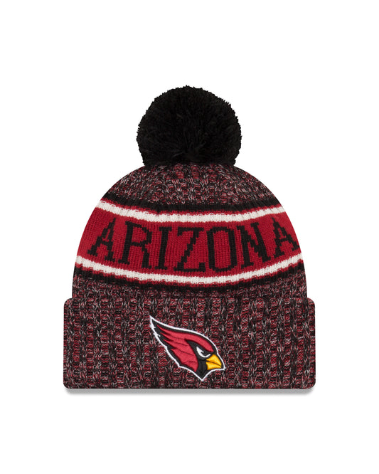 Arizona Cardinals New Era Sideline Alternate Sport Cuffed Pom Knit Hat-Black/Red