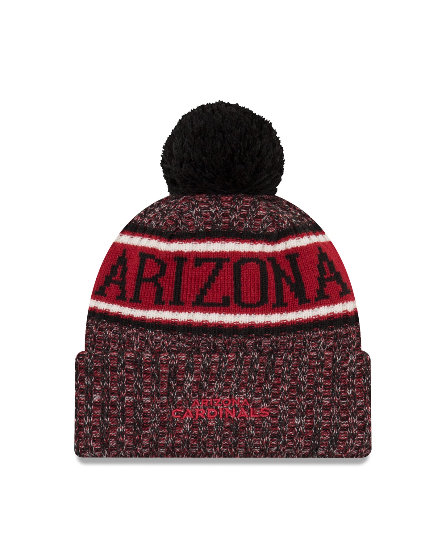 Arizona Cardinals New Era Sideline Alternate Sport Cuffed Pom Knit Hat-Black/Red