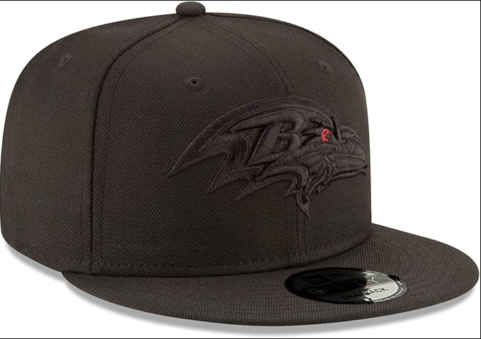 Baltmore Ravens New Era Black on Black 9FIFTY Team Snapback Adjustable Hat - Black