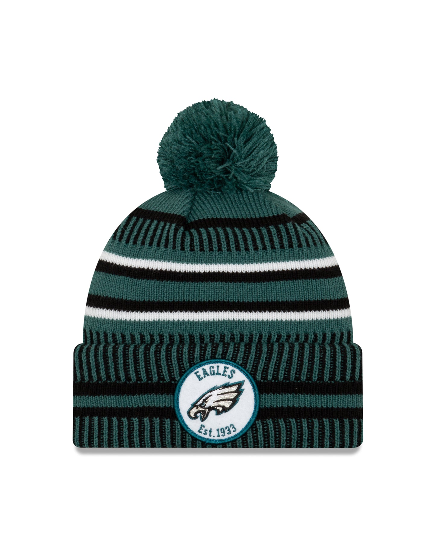Philadelphia Eagles New Era Sideline Sport Cuffed Pom Knit Hat - Green