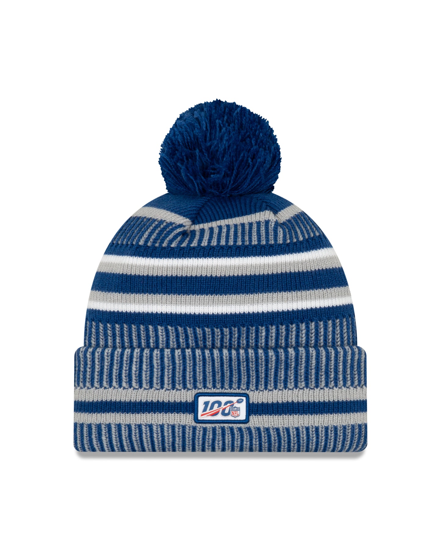 Indianapolis Colts New Era Historic Sideline Sport Cuffed Pom Knit Hat- Blue