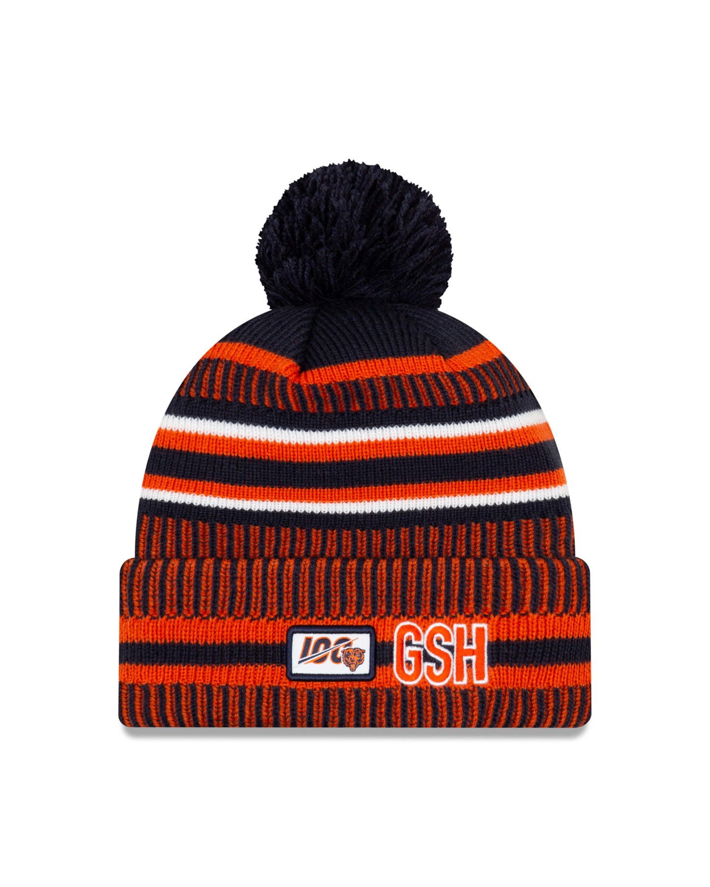 Chicago Bears New Era Sideline Sport Cuffed Pom Knit Hat- Blue