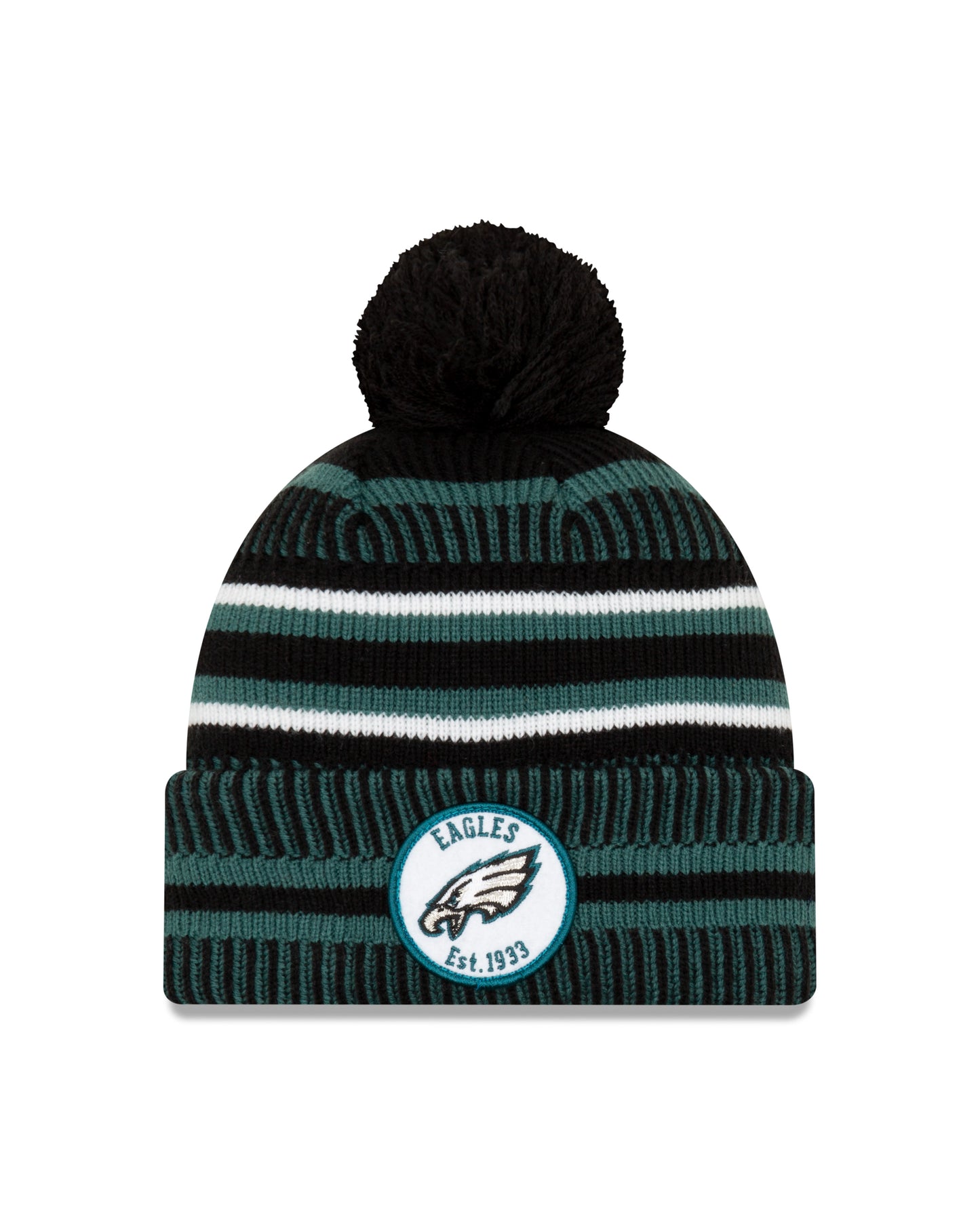 Philadelphia Eagles New Era Sideline Sport Cuffed Pom Knit Hat- Black