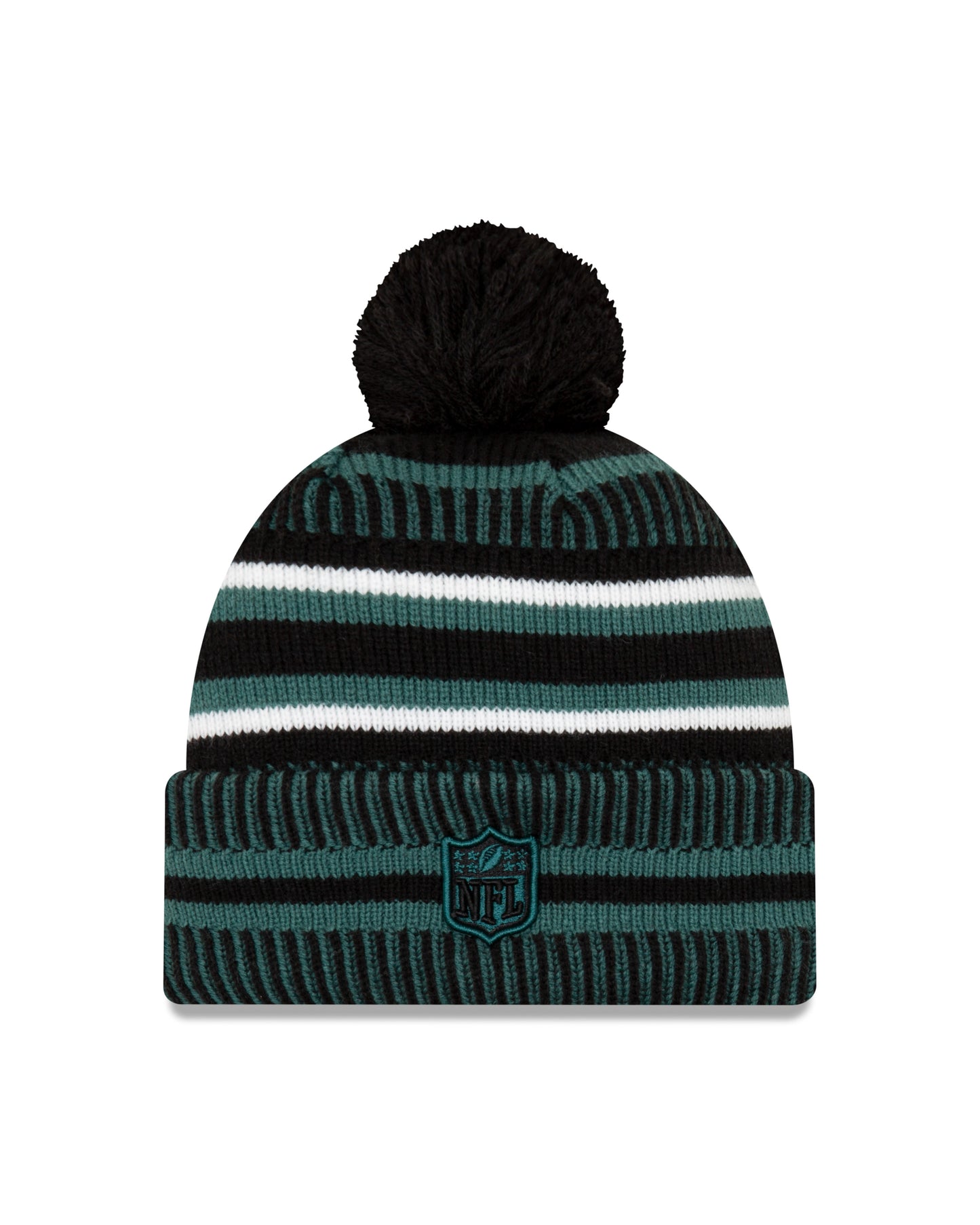 Philadelphia Eagles New Era Sideline Sport Cuffed Pom Knit Hat- Black