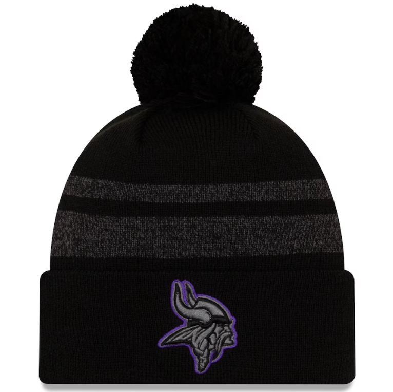 Minnesota Vikings New Era Dispatch Cuffed Knit Hat With Pom - Black