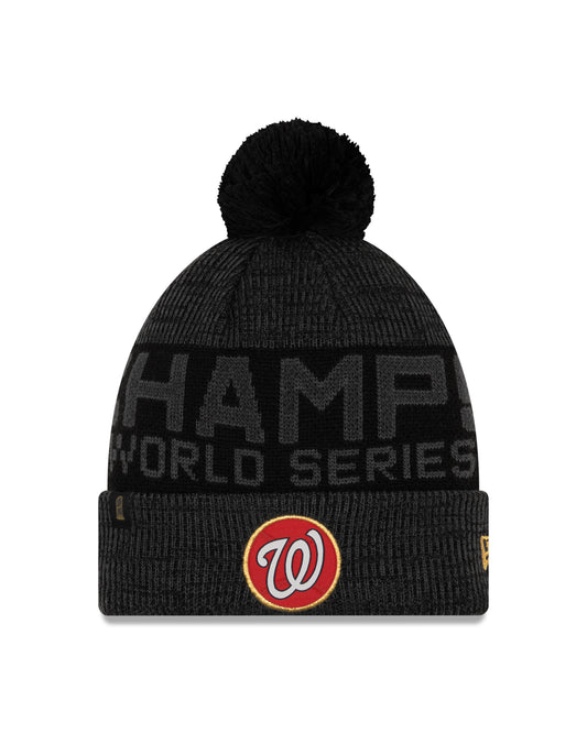 Washington Nationals New Era World Series Champions Locker Room Knit Hat- Black