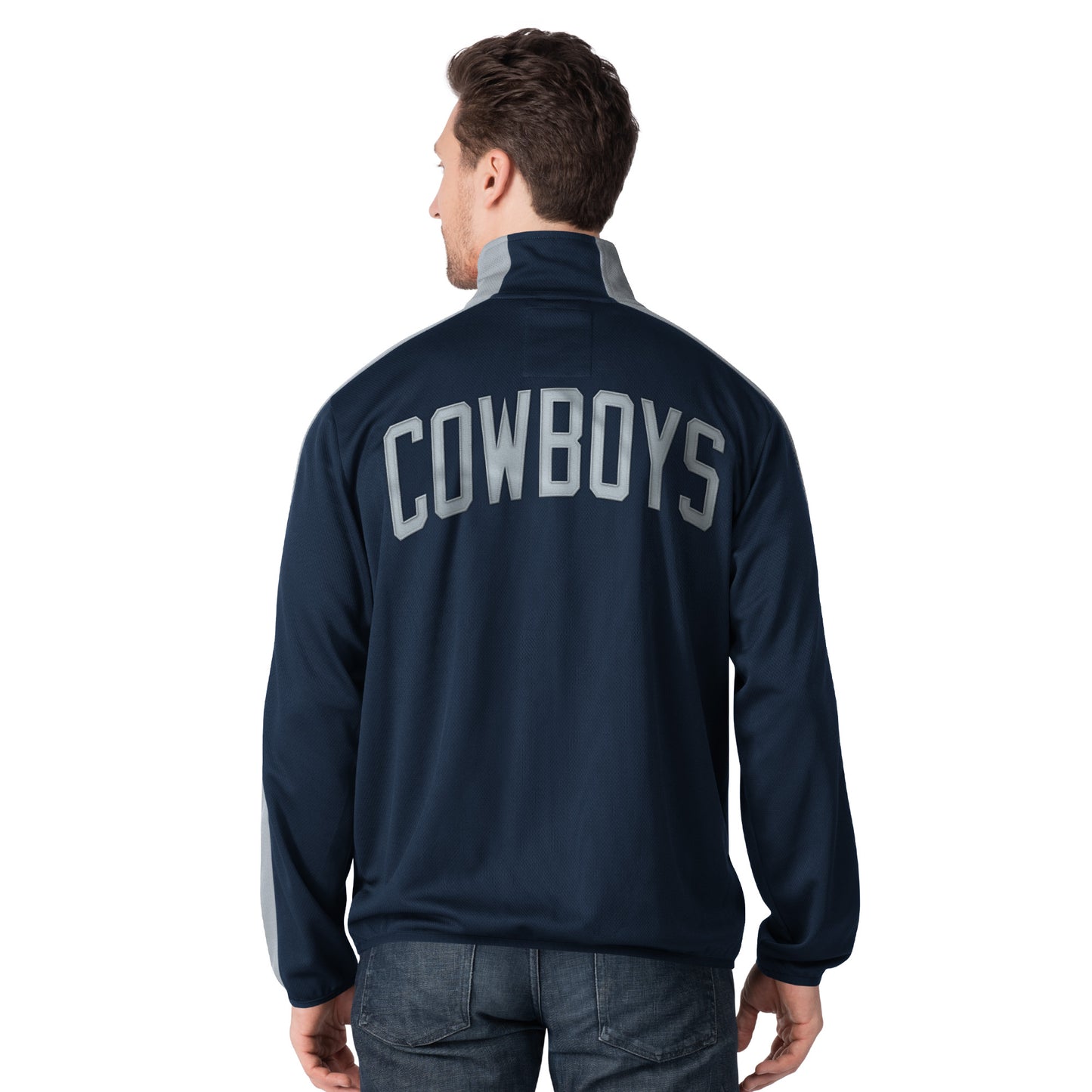 Dallas Cowboys 2 Tone Interception Track Jacket - Navy By G-III