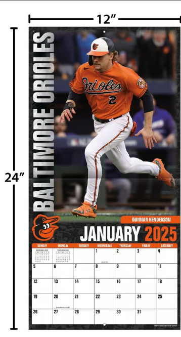MLB Baltimore Orioles 2025 Wall Calendar