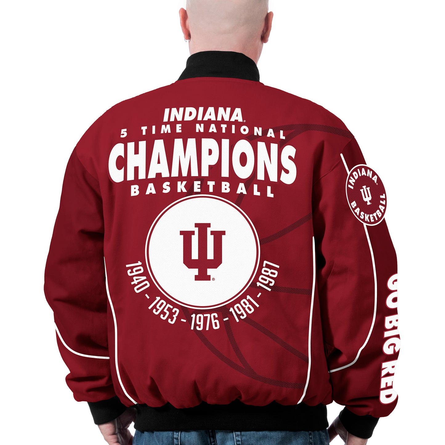 Indiana University Hoosiers NCAA 5 Time Basketball Champions Twill Jacket - Red