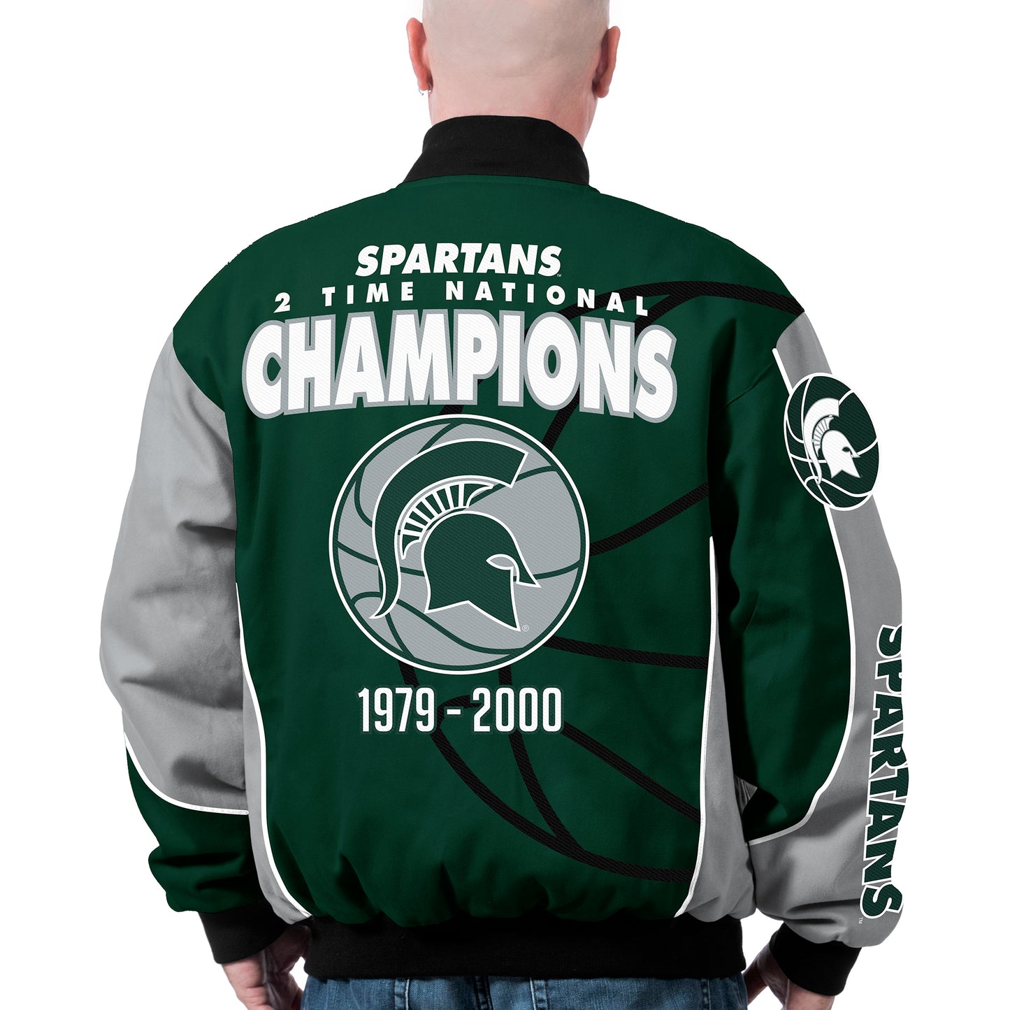 Michigan State Spartans NCAA 2 Time National Champions Twill Jacket - Green
