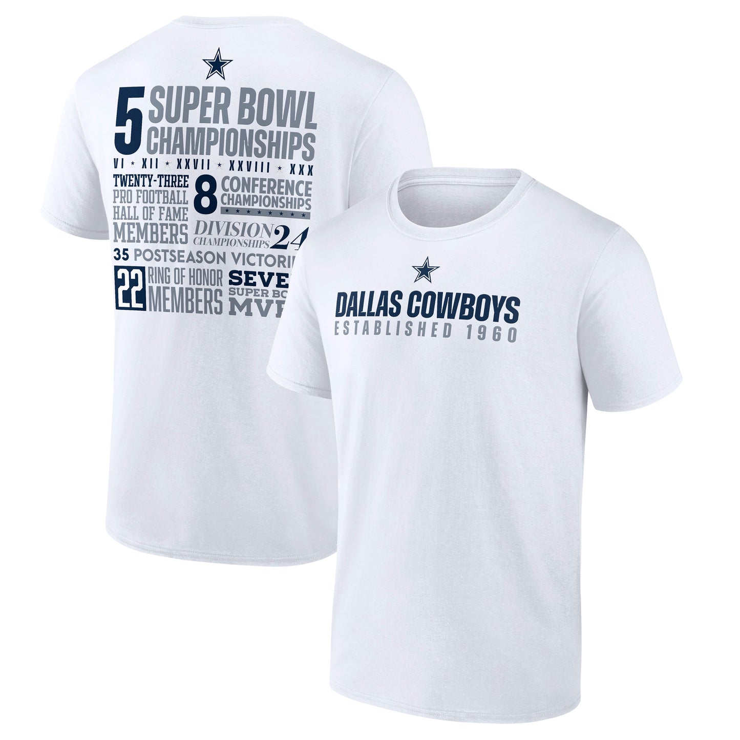 Dallas Cowboys Stats Established 1960 Men's T-Shirt - White