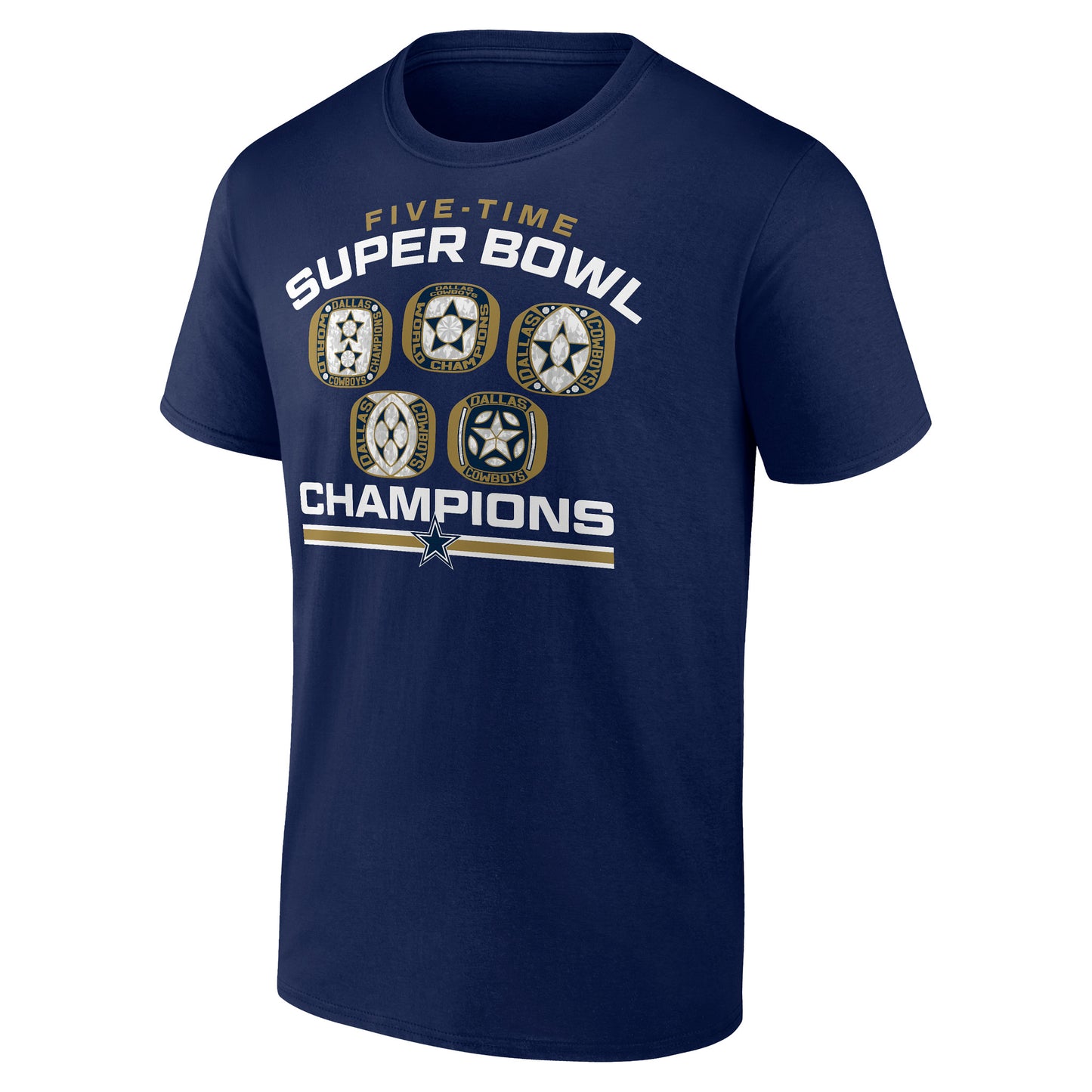 Dallas Cowboys Super Bowl 5 Time Rings Champions T-Shirt - Navy