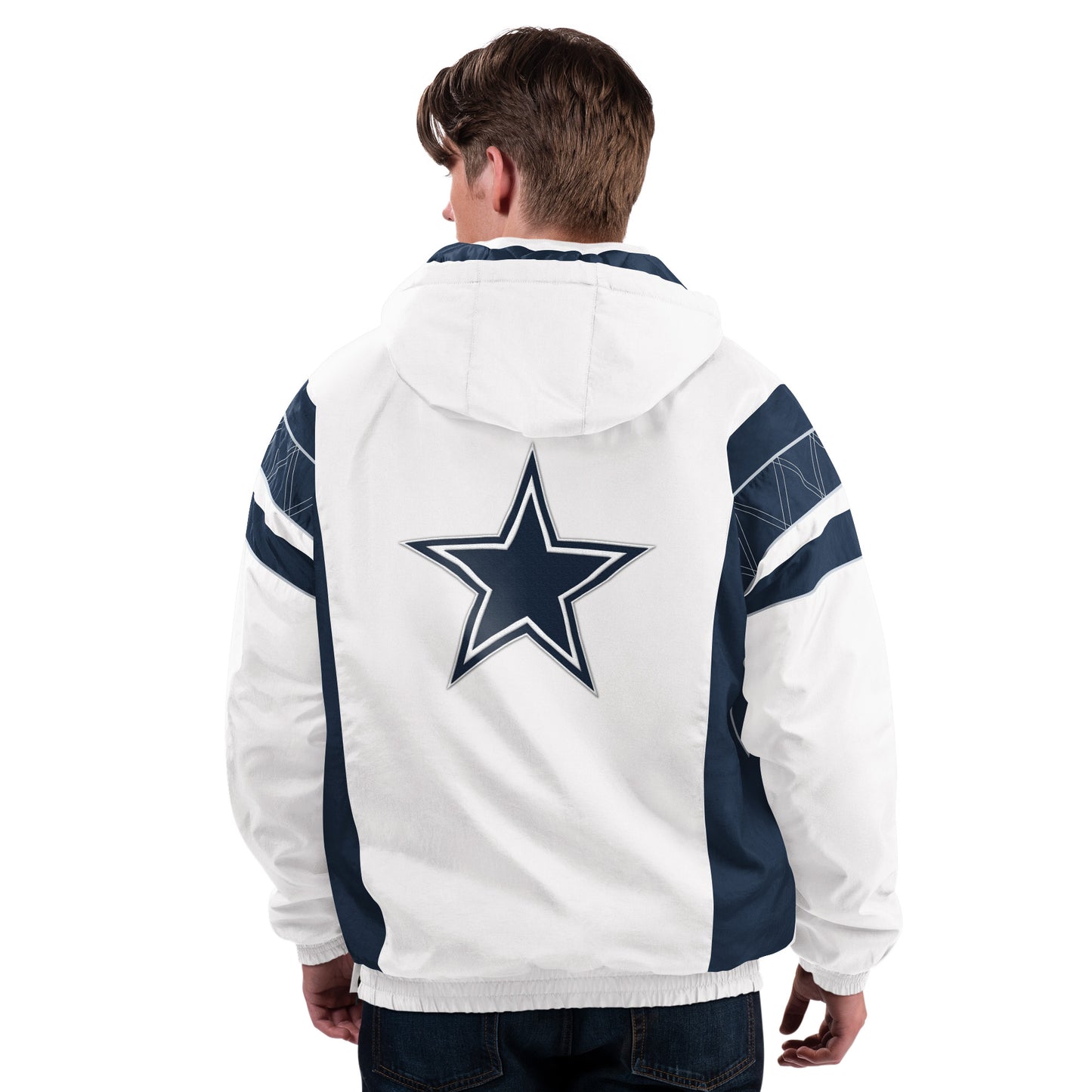 Dallas Cowboys Starter Home Team 1/2 Zip Pull Over Jacket - White/Navy