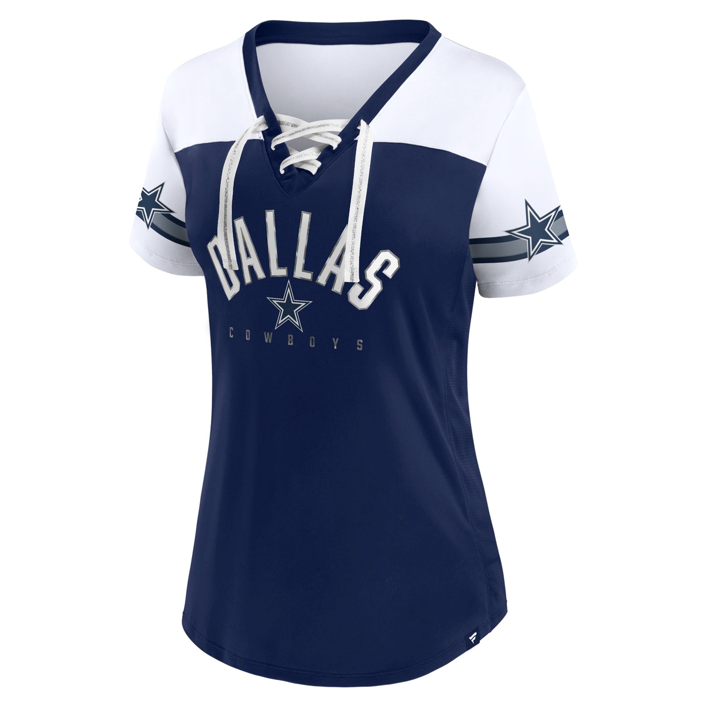 Dallas Cowboys Blitz & Glam Fanatics Branded Lace-Up Jersey T-Shirt Blue