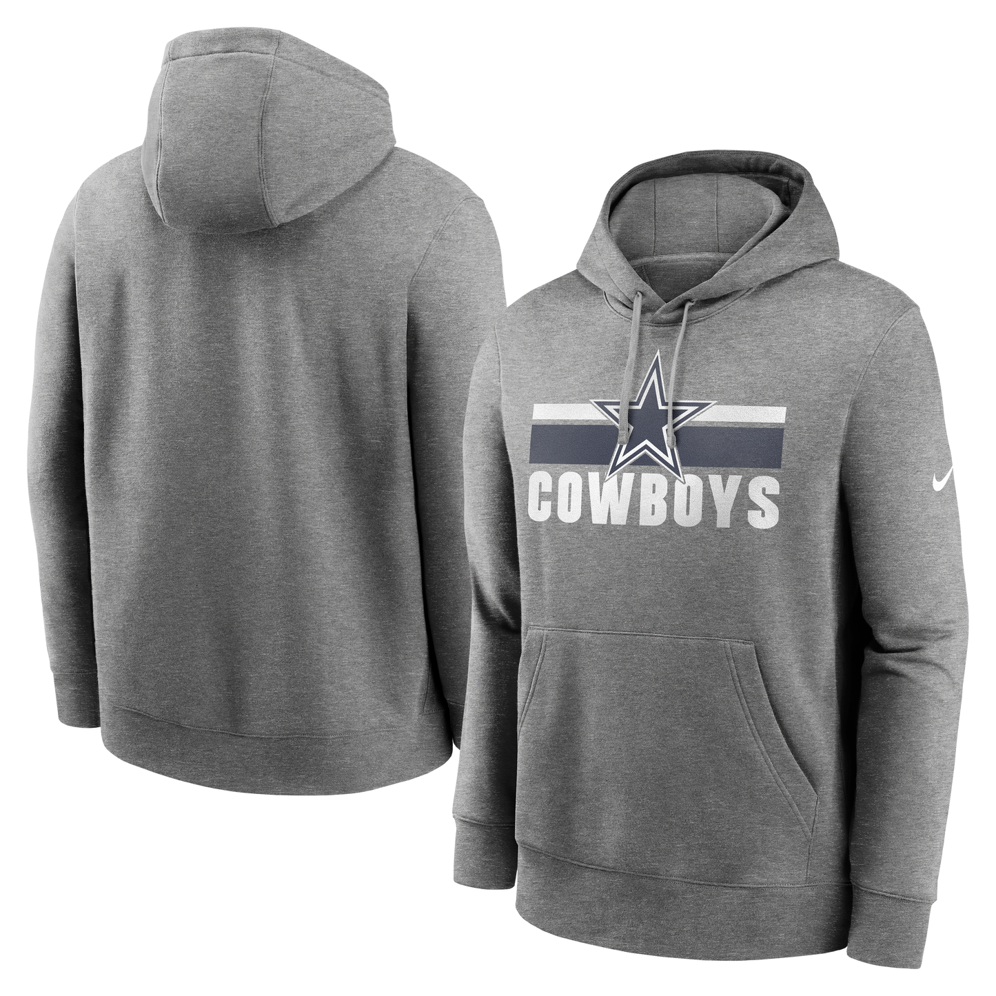 Dallas Cowboys Nike Stripes Club Fleece Pullover Hoodie - Heather Gray