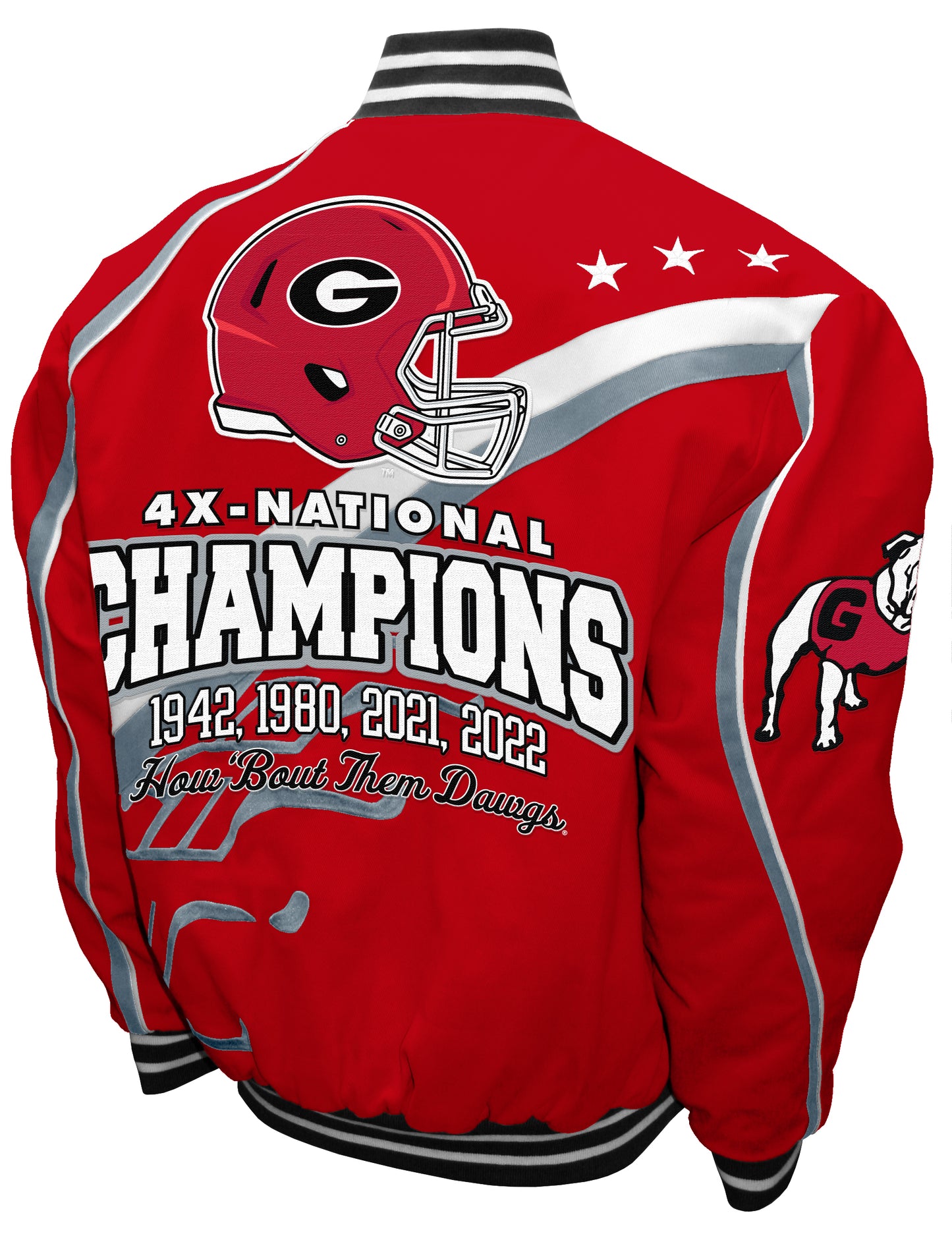 Georgia Bulldogs Red NCAA 4 Time Champions Back To Back Nationals Champions Twill Jacket - Red