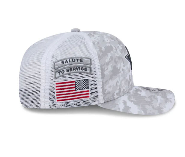 Dallas Cowboys New Era White 2024 Salute To Service Digital Camo Salute To Service 9SEVENTY Hat