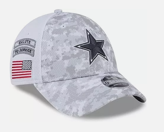 Dallas Cowboys New Era White 2024 Salute To Service Digital Camo Salute To Service 9FORTY Hat