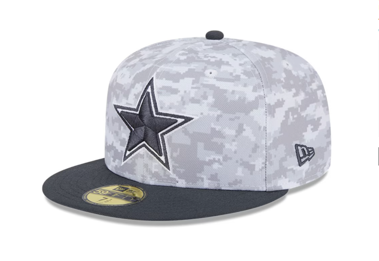 Dallas Cowboys New Era 2024 Salute To Service 59FIFTY Fitted Hat - Arctic Camo/Graphite