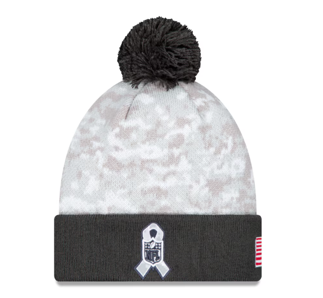 Dallas Cowboys New Era White 2024 Salute To Service Digital Camo Salute To Service Knit Hat