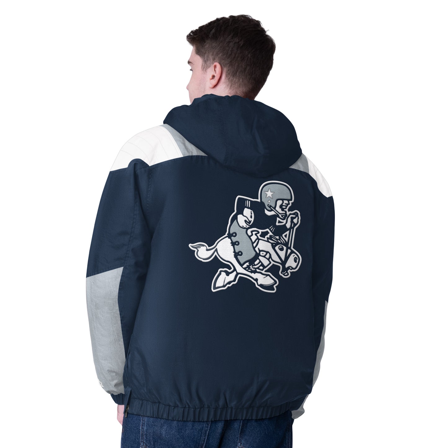 Dallas Cowboys Starter Charger Retro 1/2 Zip Pull Over Jacket - Navy