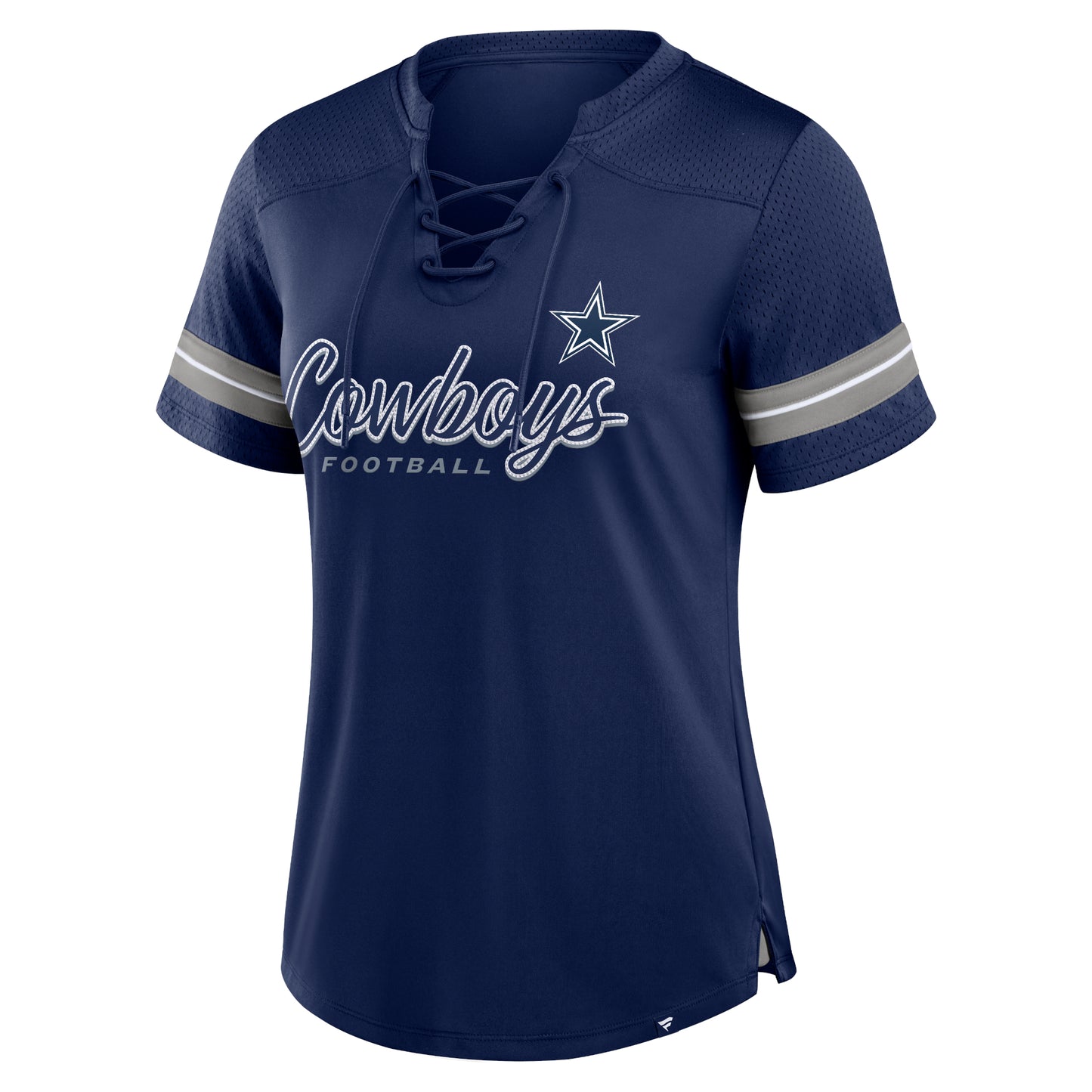 Dallas Cowboys Fanatics Script Fashion Lace Up T-Shirt - Blue