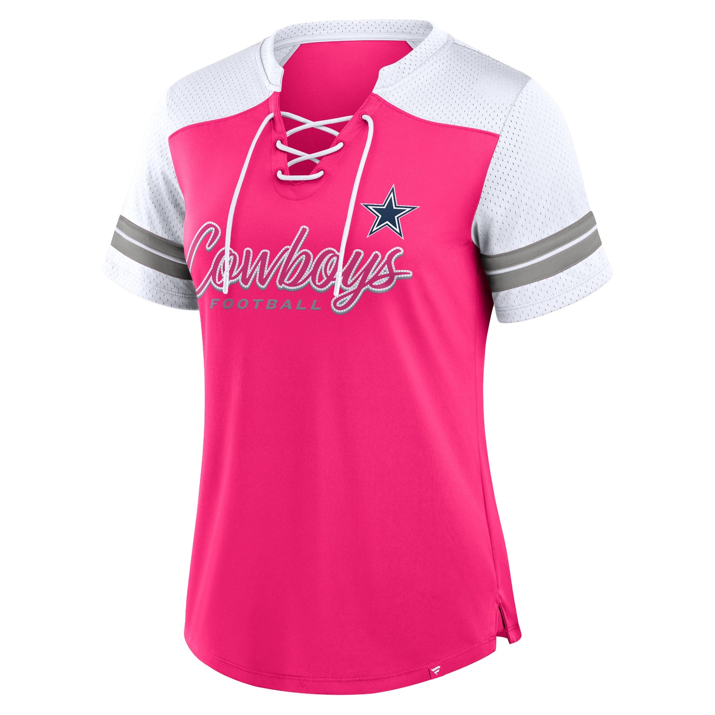 Dallas Cowboys Fanatics Script Fashion Lace Up T-Shirt Pink