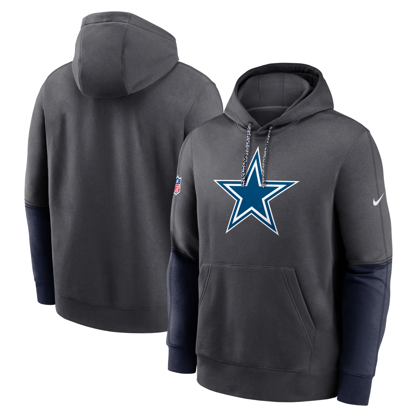 Dallas Cowboys Men's Nike Gray 2024 Sideline Club Pullover Hoodie