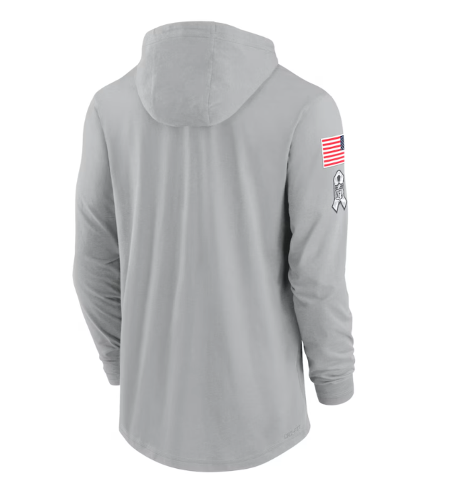 Dallas Cowboys Nike Salute to Service Lightweight Performance Long Sleeve Hooded Shirt - Gray