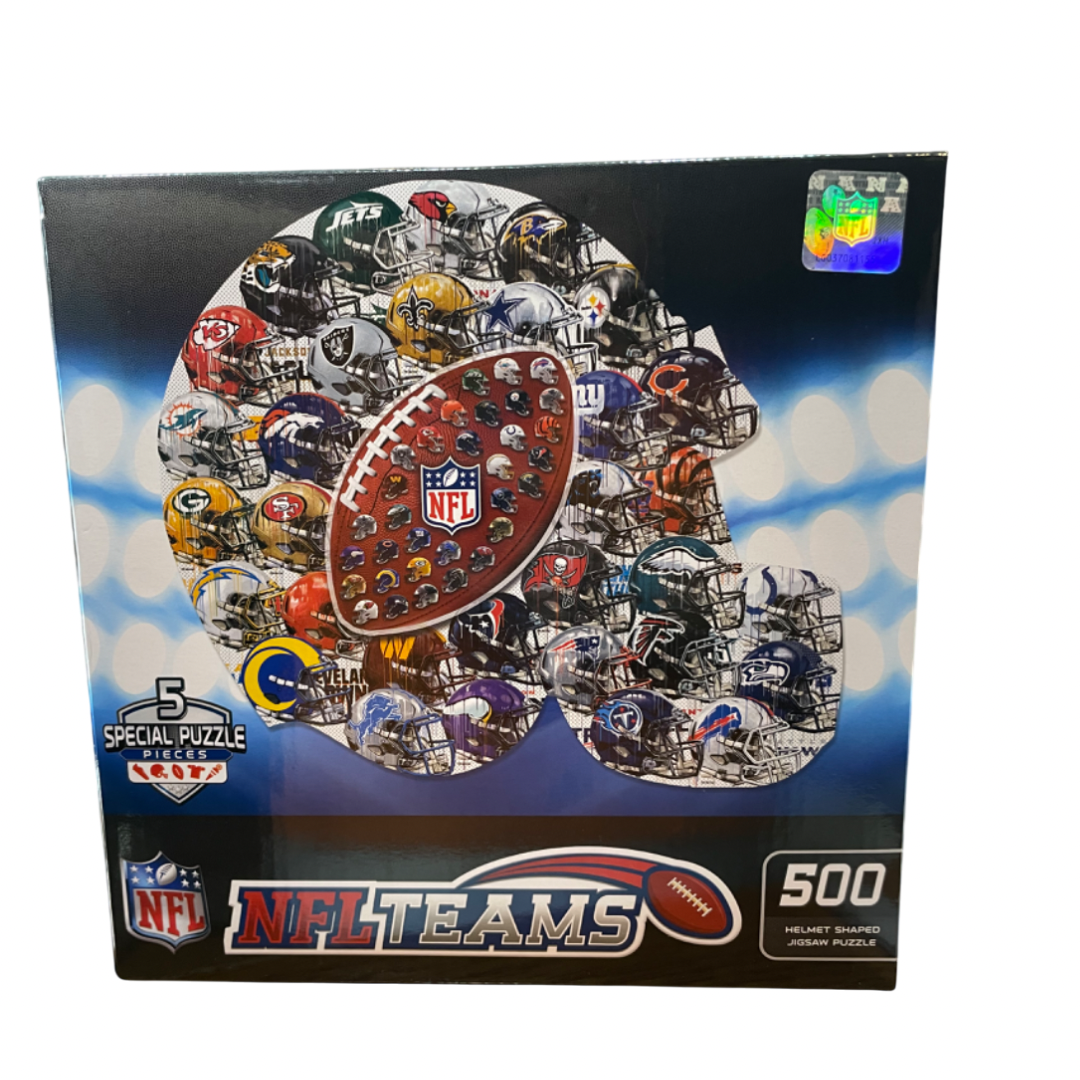NFL - Helmet Drip Art Helmet 500 Piece Shaped Jigsaw Puzzle - Masterpiece Puzzle