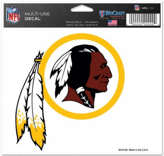 Washington Redskins Wincraft Reusable 5X6 Decal