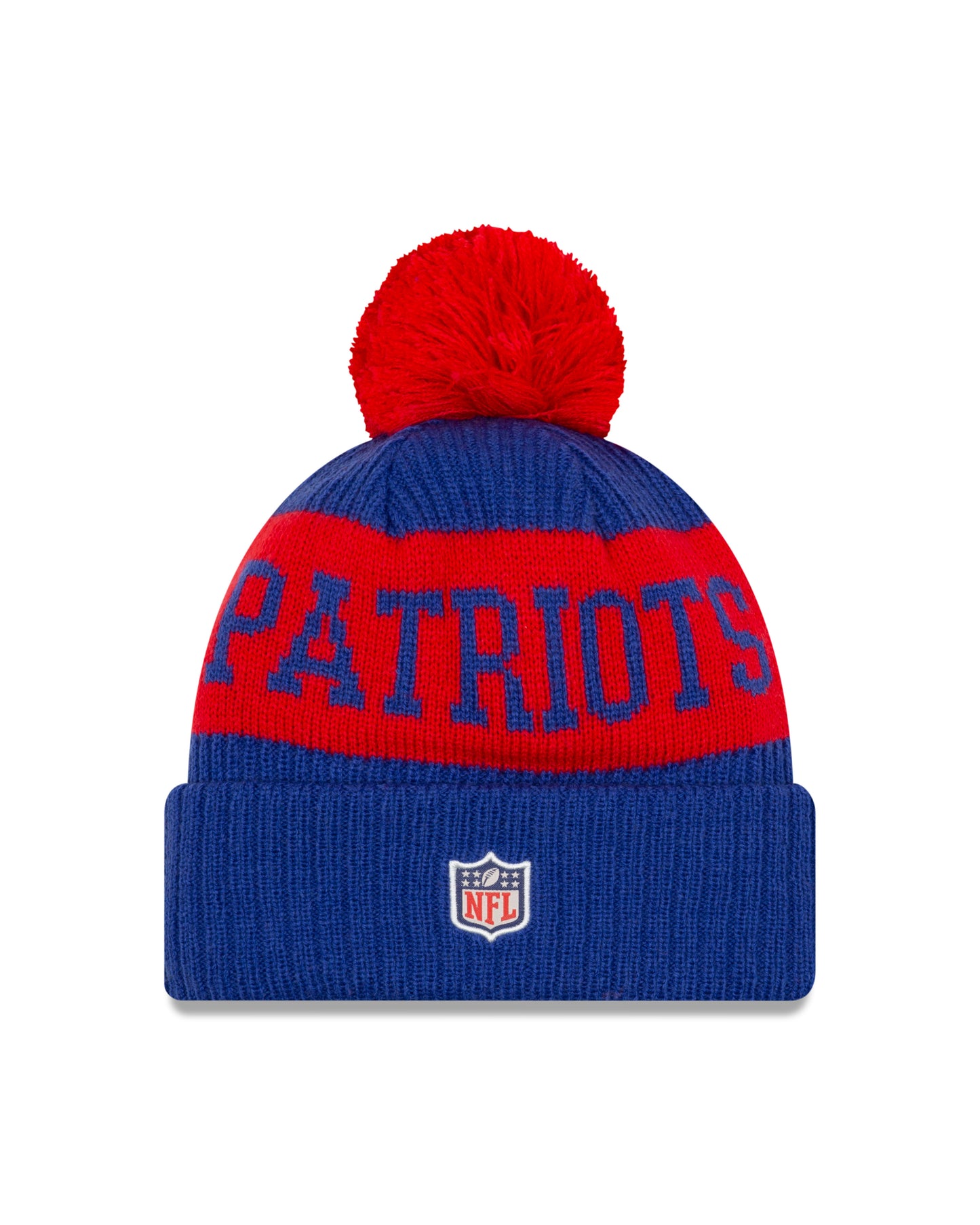 New England Patriots New Era Sideline Sport Cuffed Pom Knit Hat-Red