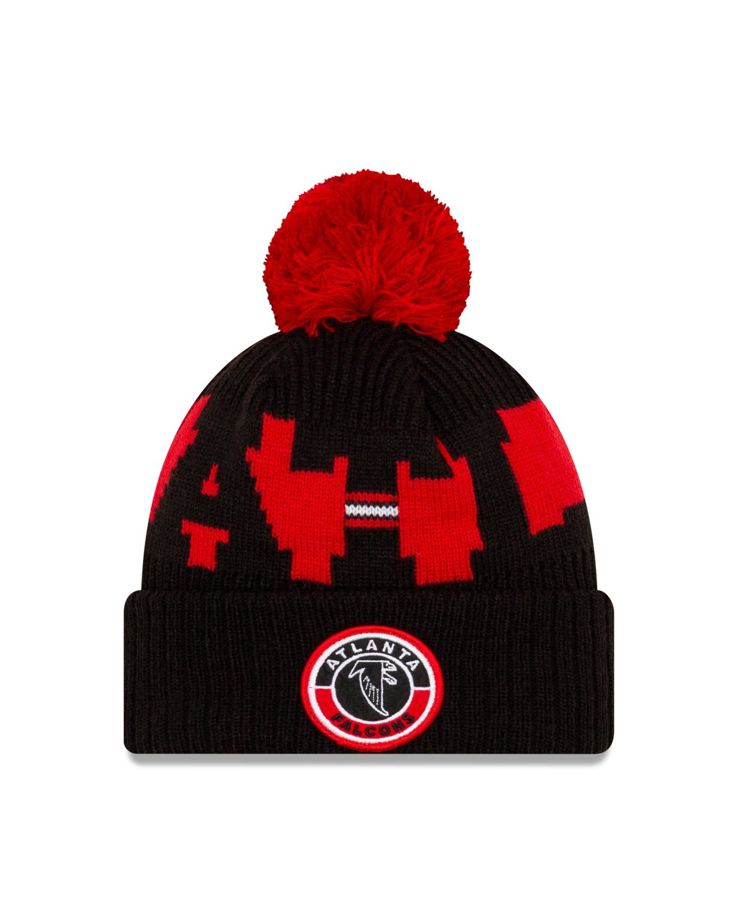 Atlanta Falcons New Era Sideline Sport Cuffed Pom Knit Hat- Black