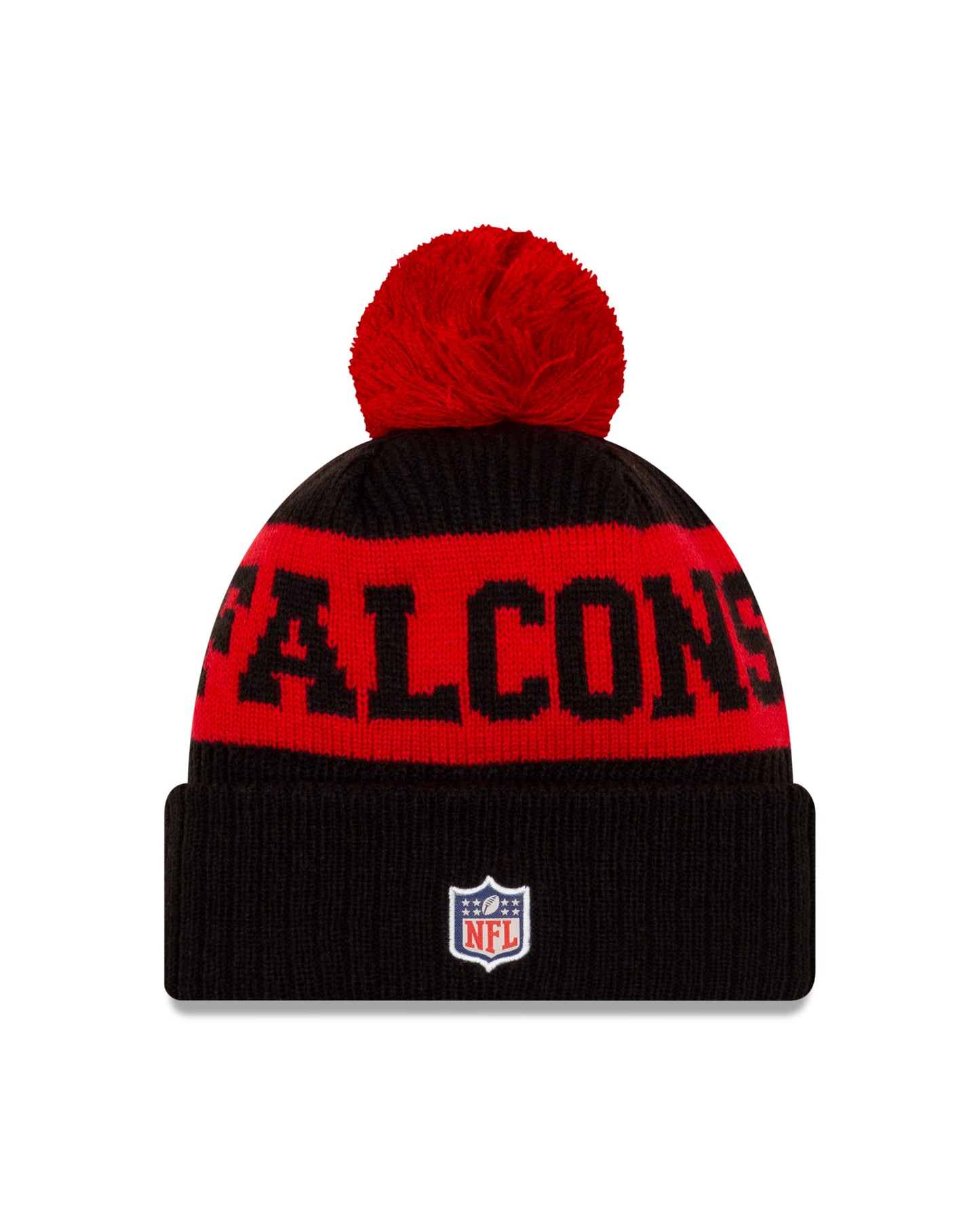 Atlanta Falcons New Era Sideline Sport Cuffed Pom Knit Hat- Black