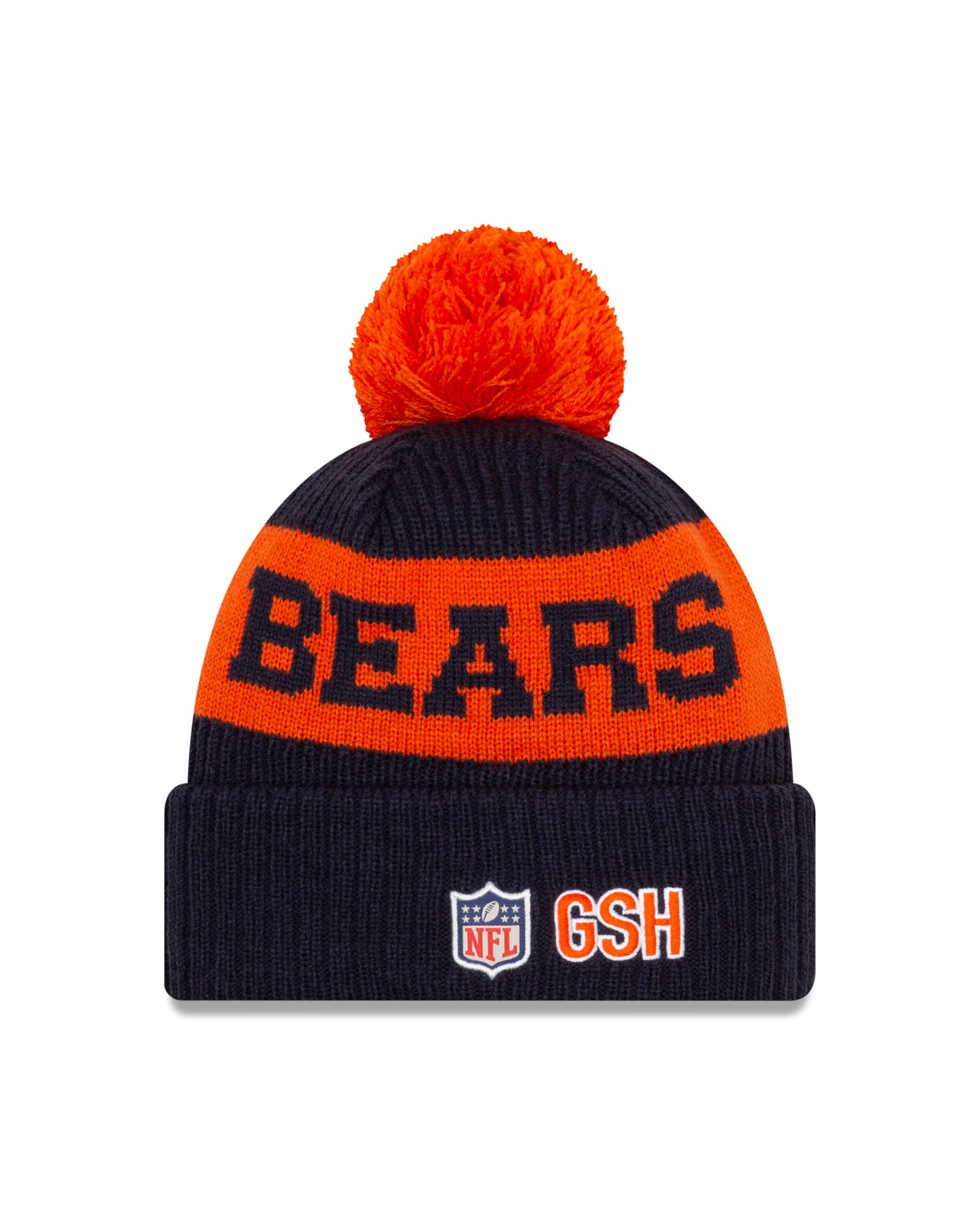 Chicago Bears New Era Sideline Sport Cuffed Pom Knit Hat- Blue