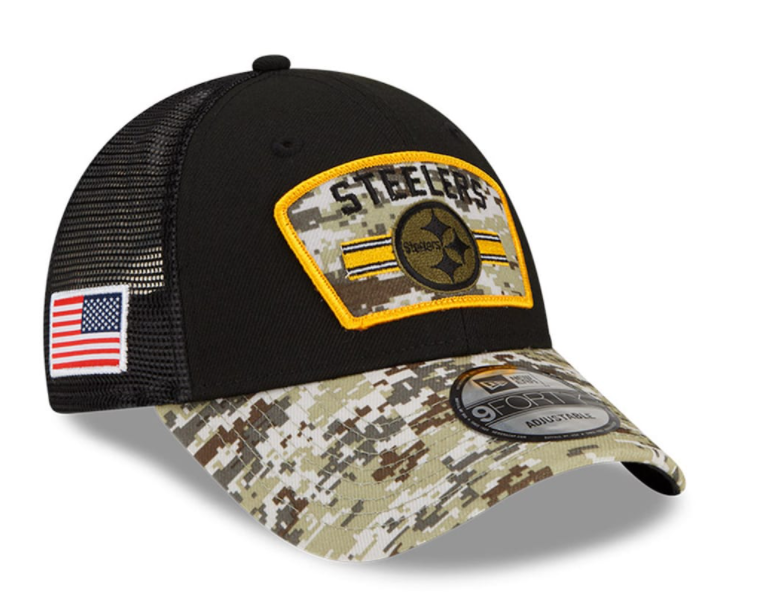Pittsburgh Steelers New Era Salute To Service 9FORTY Adjustable Hat - Black