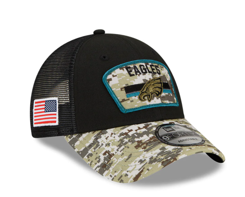 Philadelphia Eagles New Era Salute to Service 9FORTY Adjustable Hat - Black