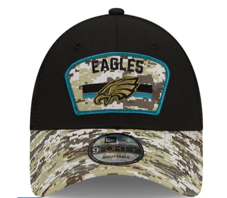 Philadelphia Eagles New Era Salute to Service 9FORTY Adjustable Hat - Black