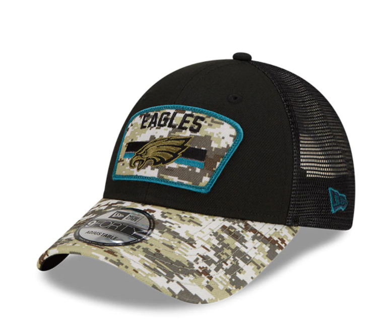 Philadelphia Eagles New Era Salute to Service 9FORTY Adjustable Hat - Black