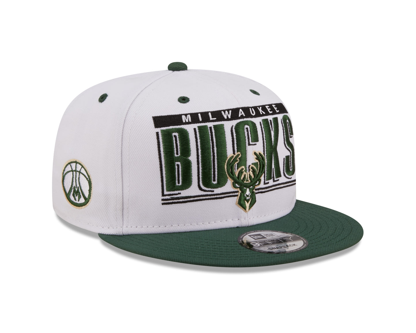 Milwaukee Bucks New Era Retro Title White / Green 9FIFTY Snap Back Hat