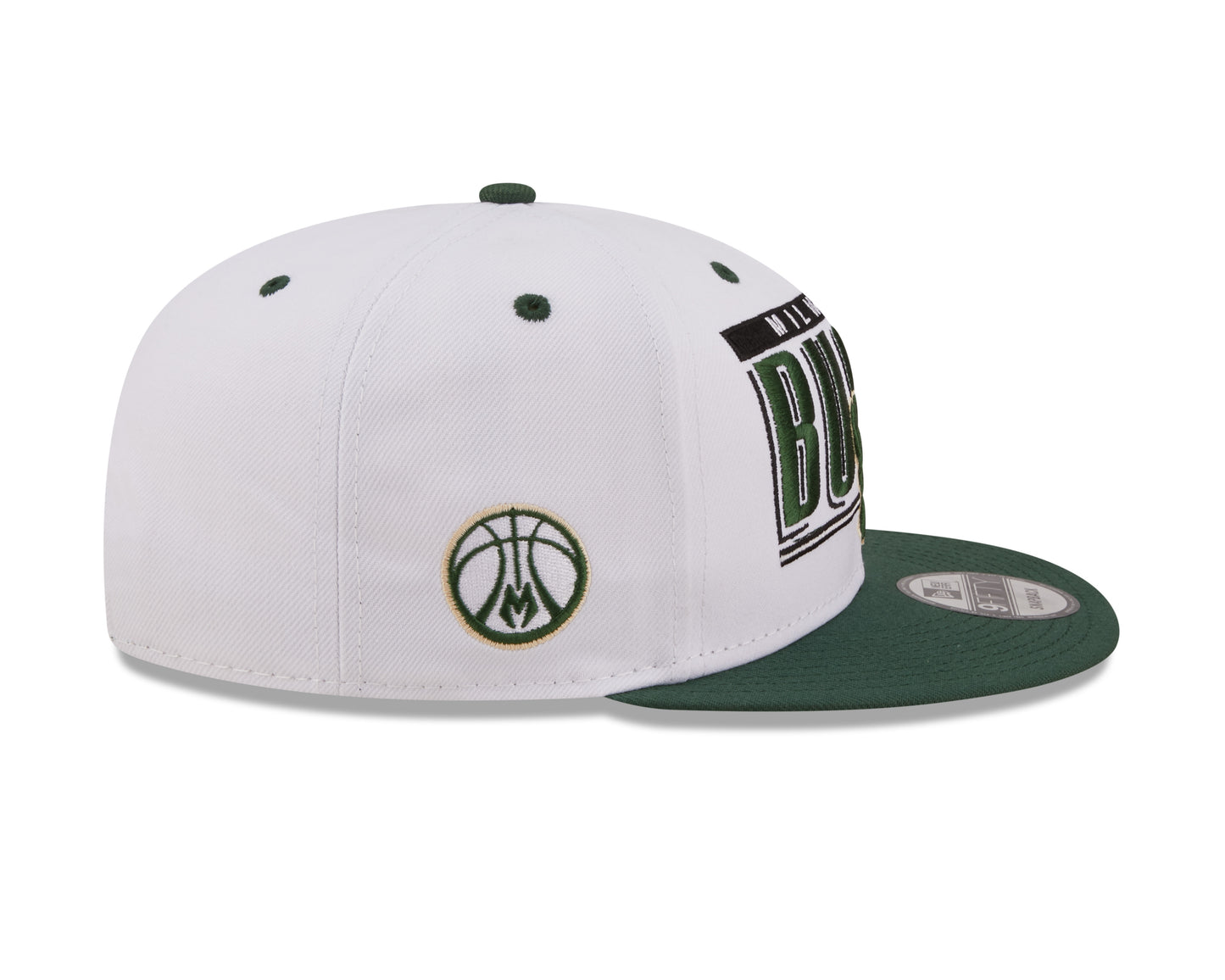 Milwaukee Bucks New Era Retro Title White / Green 9FIFTY Snap Back Hat