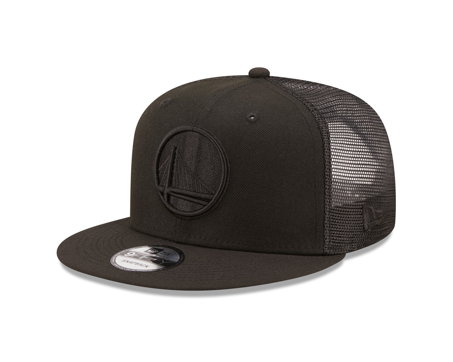 Golden State Warriors New Era Black on Black Classic Trucker Mesh 9Fifty Hat