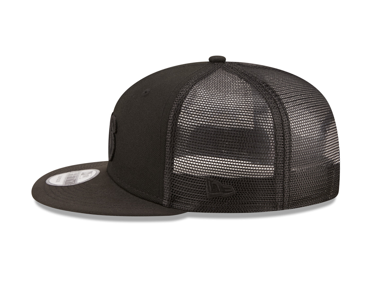 Philadelphia 76ers New Era Black on Black Classic Trucker Mesh 9Fifty Hat