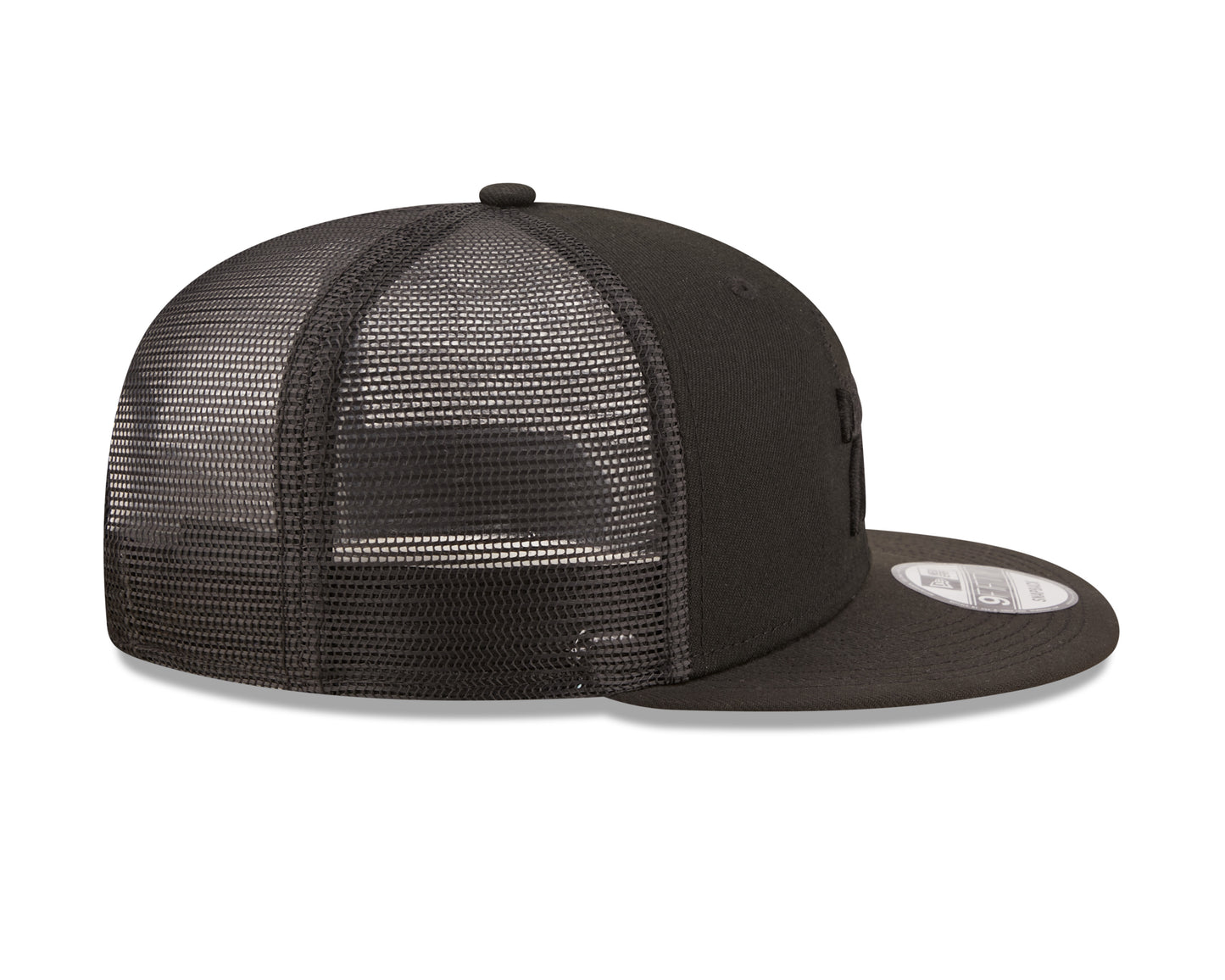 Philadelphia 76ers New Era Black on Black Classic Trucker Mesh 9Fifty Hat